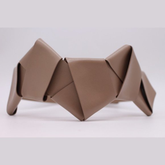 $750 Salvatore Ferragamo NUTMEG BRAIDED CALF Leather Belt Size 70 - Picture 2 of 10